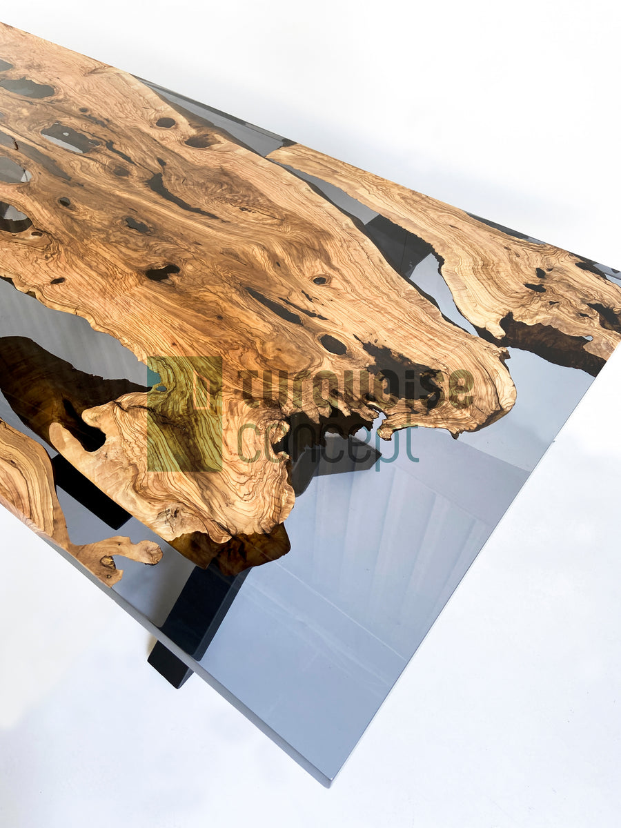 Raft Smoke 4 Epoxy Resin Dining Table – Turquoise Concept