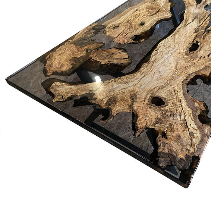 Raft Smoke Epoxy River Dining Table – Turquoise Concept